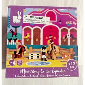 Janod Mini Story Centre Equestre Riding School Wooden 12pc Play Set